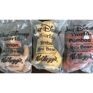 Lot Of 3 Kellogg's Disney The Lion King Mini Beans:‎ Simba Timon Pumbaa NEW